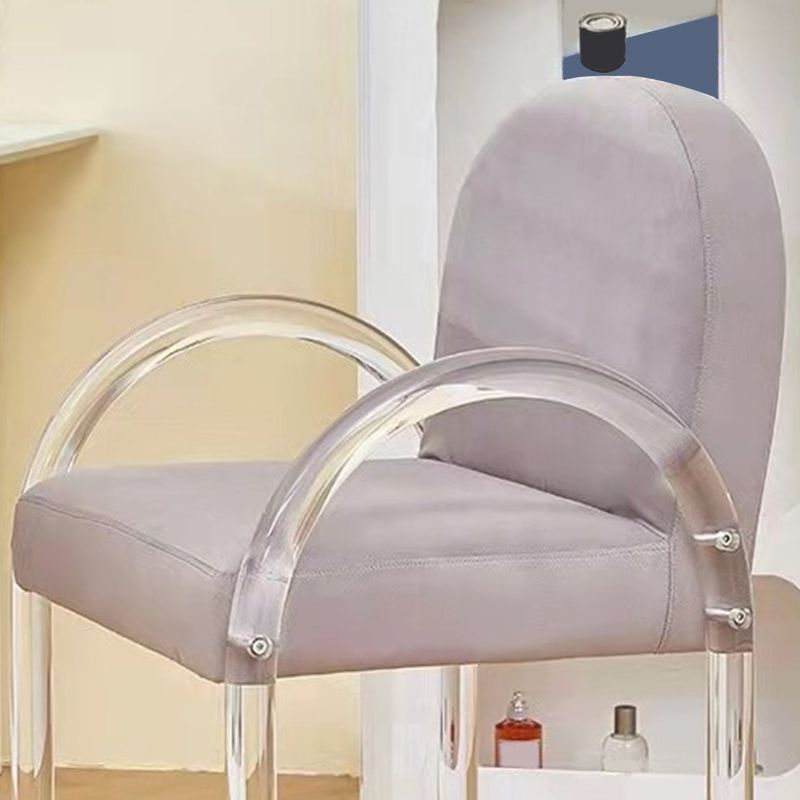 Glam Acrylic Dining Armchair Upholstered Velvet Dining Arm Chair