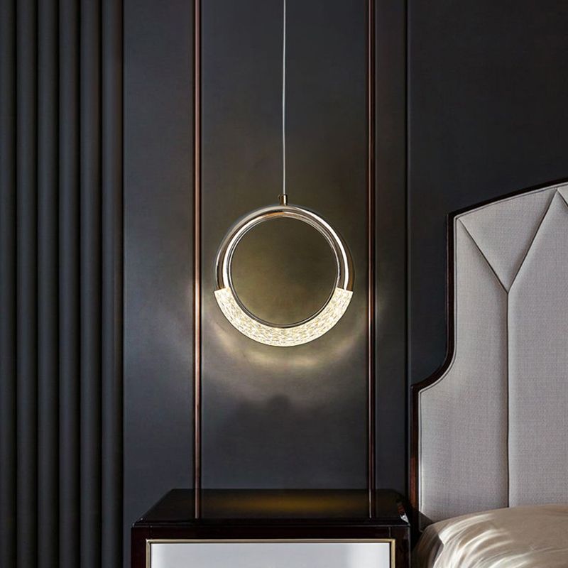 Geometric Hanging Ceiling Light Modern Acrylic LED Bedroom Pendant Light Fixture in Gold