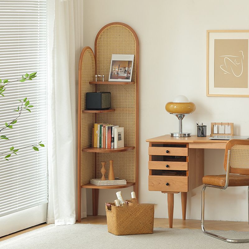 Corner Wooden 4-Tier Shelf Contemporary Bookcase with Shelves