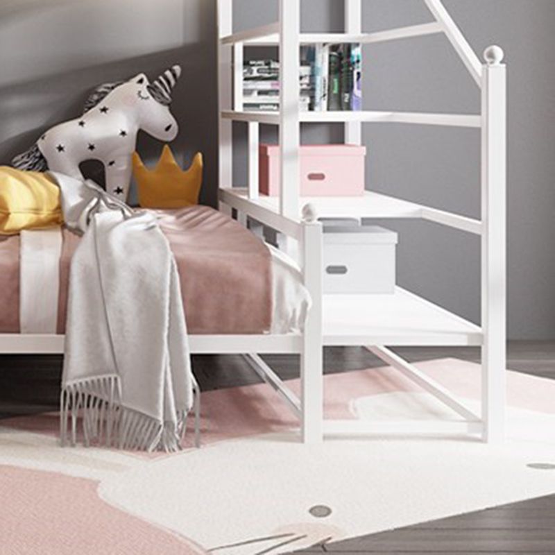 Contemporary Bunk Bed with Staircase Open Frame Metal Bunk Bed