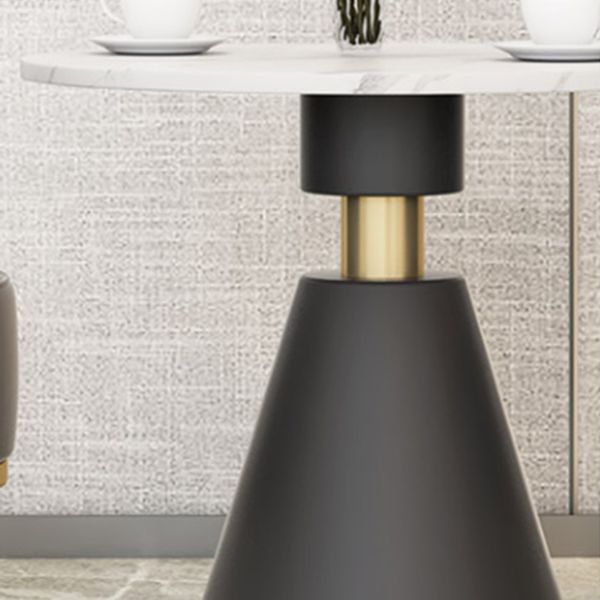 Luxury Sintered Stone Top Dining Table Indoor Round Table with Metal Pedestal