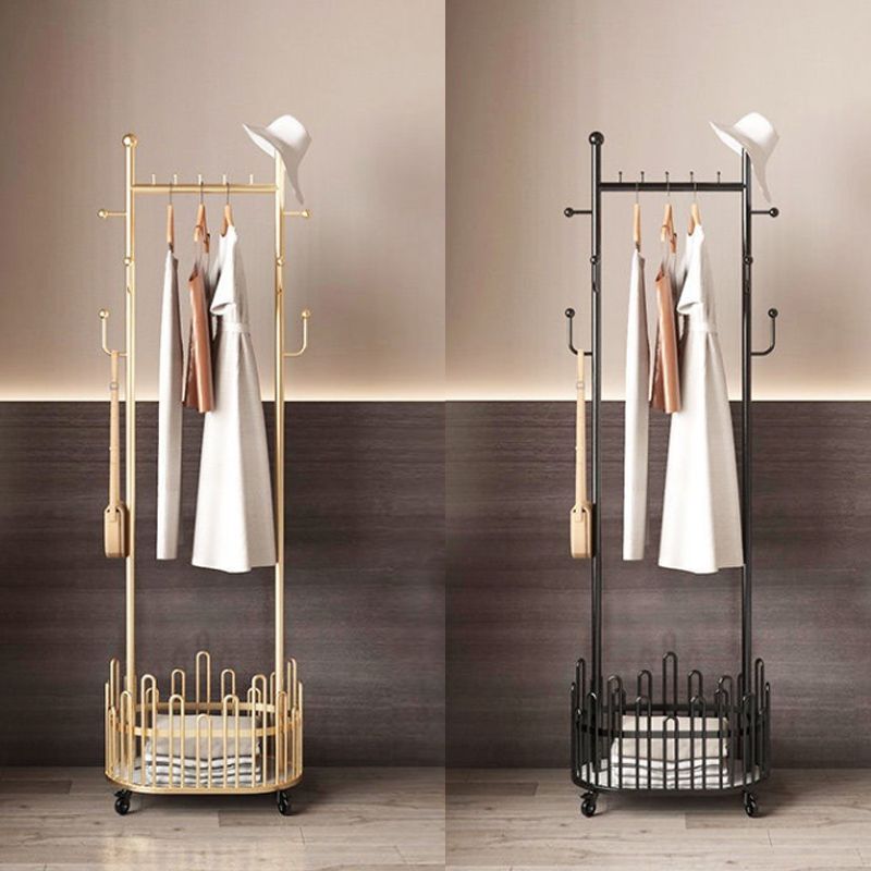 Glam Coat Rack Free Standing Coat Hook Storage Shelf Organizer Metal Hall Stand