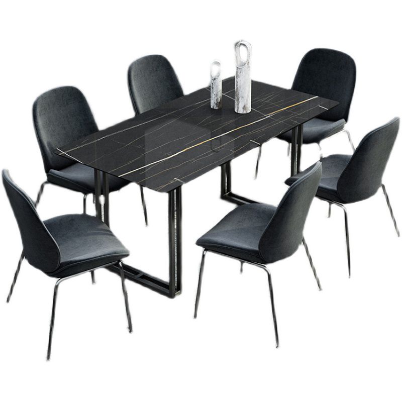 Modern 1/5/7 Pieces Dining Set Sintered Stone Dining Table with Leather Chairs