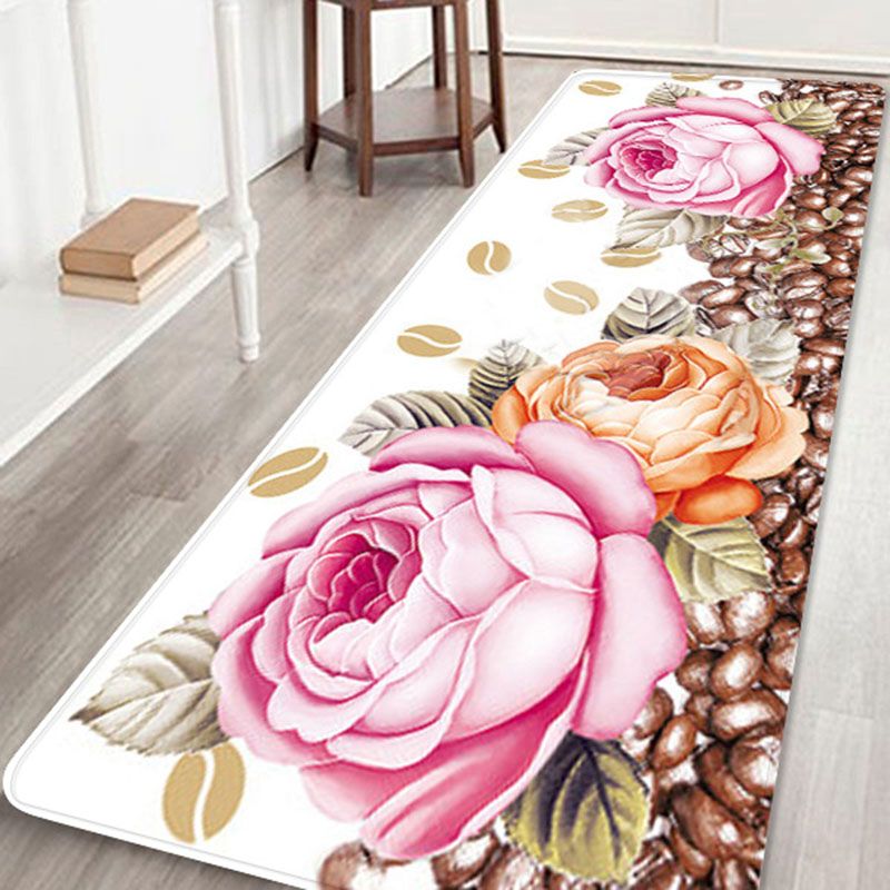 Fancy Modern Rug Floral Pattern Polyester Area Rug Non-Slip Backing Rug for Bedroom