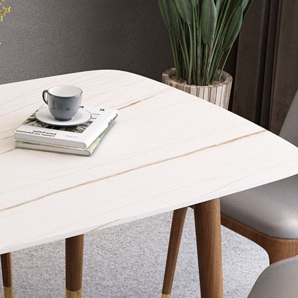 Table à manger Standard en pierre frittée de forme rectangulaire blanche Simple pour la cuisine