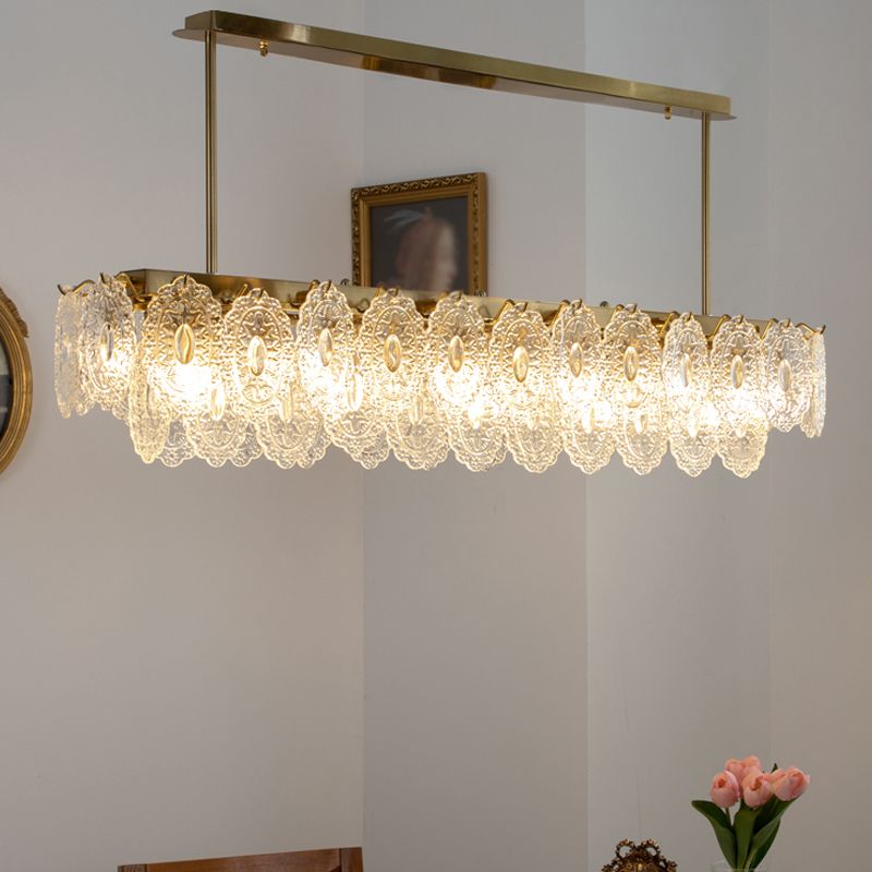 Metal Linear Island Pendant Lights Modern Style Glass Pendant Lighting for Kitchen Island