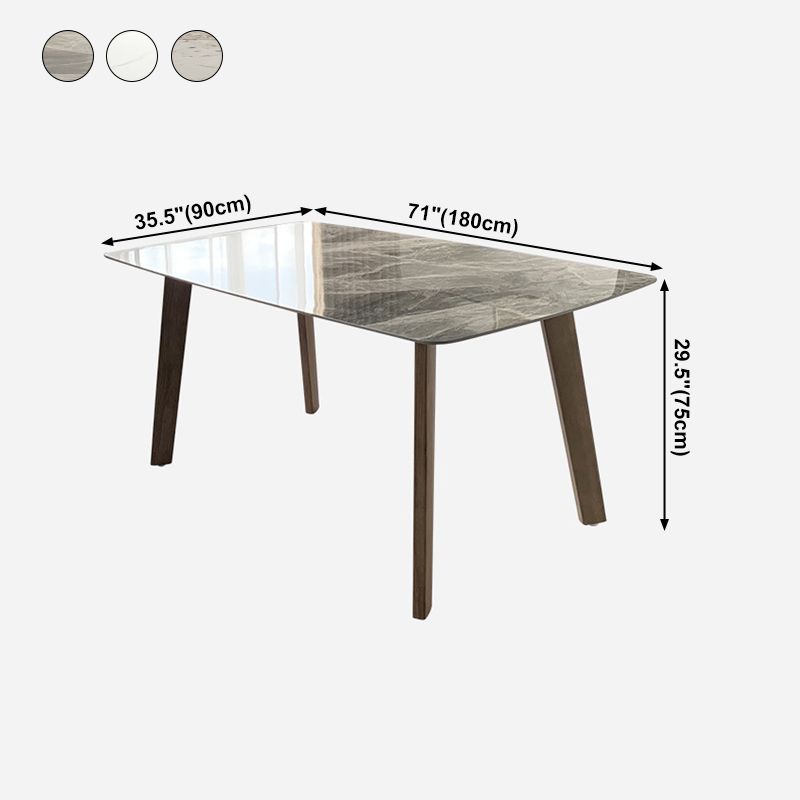 Rectangle 4 Legs Minimalist Table Three-Color Fixed Table of Sintered Stone