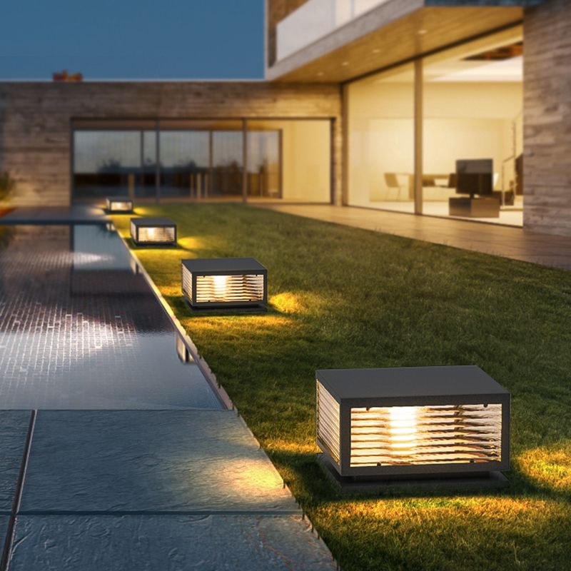 Modern Simple Metal Outdoor Light Square Shape Waterproof Pillar Lamp for Outdoor