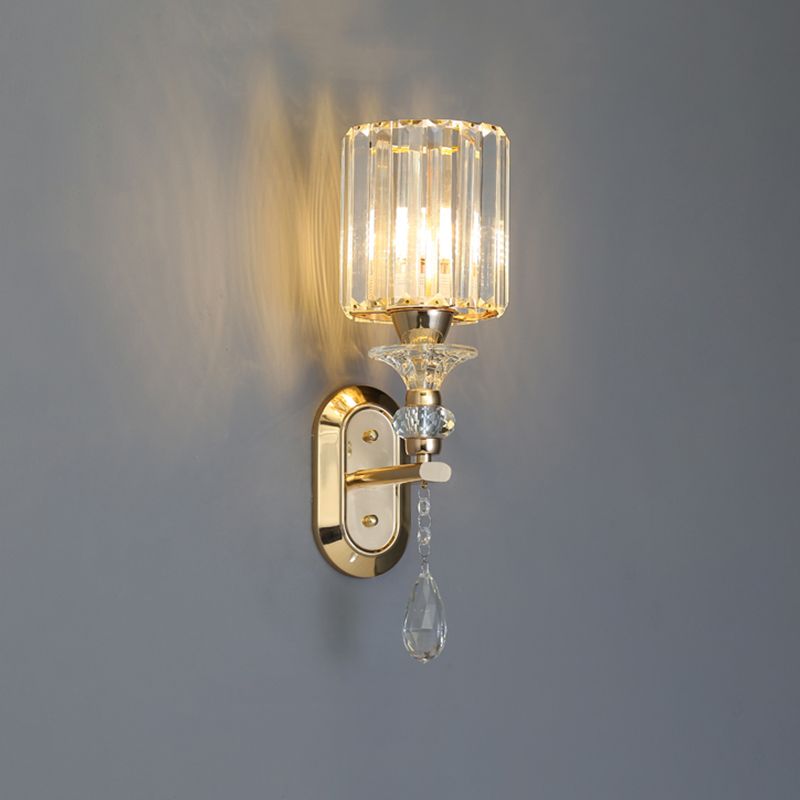 Luz de pared de cristal contemporánea Luz de apliques de 1 luz para dormitorio