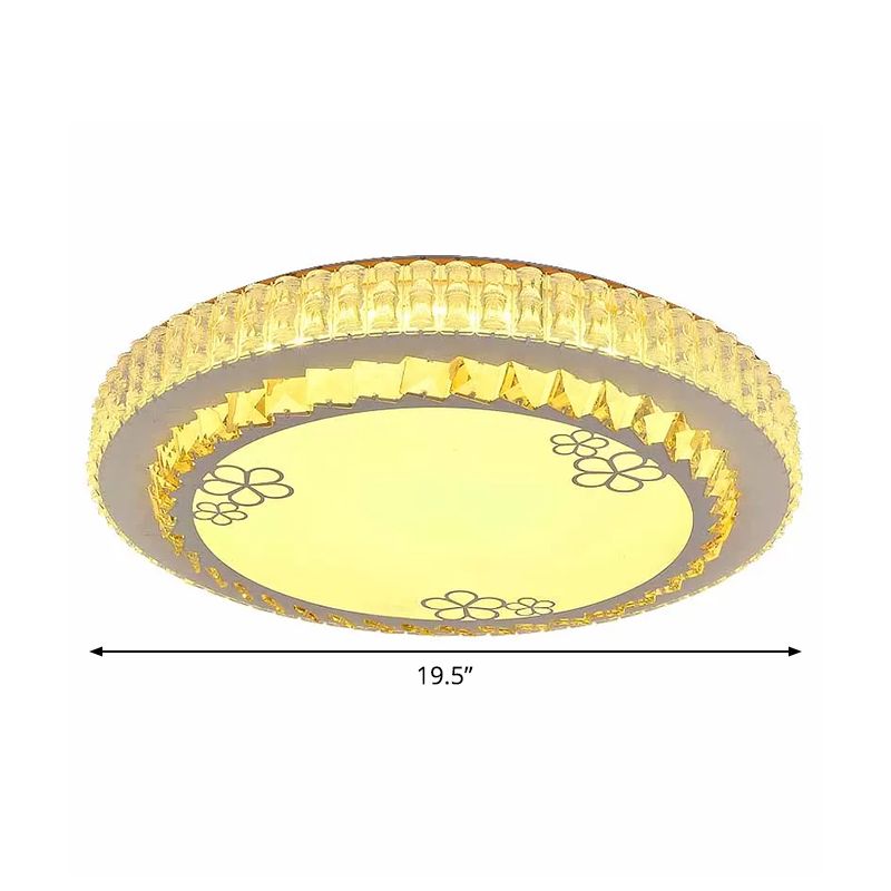 Lámpara circular cercana al techo Minimalismo Cristal facetado LED Cromo Luminaria empotrada