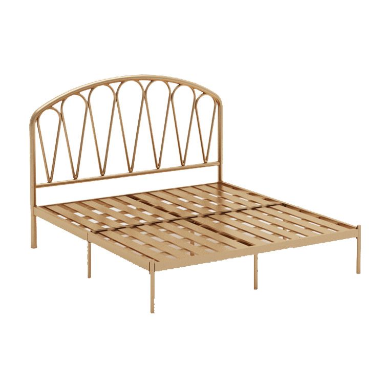Glam Metallic Open-Frame Bed with Arched Headboard, 45.3" Tall