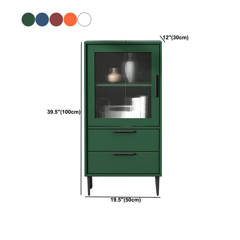 Contemporary Wooden Accent Cabinet with Glass Door and 2 Drawers