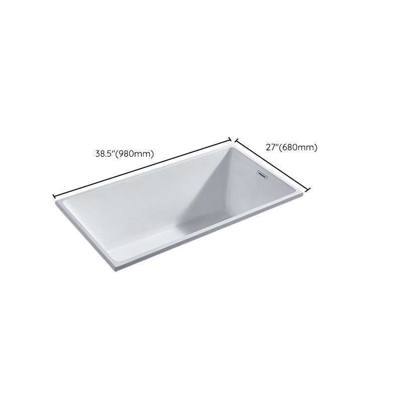 Modern Drop-in Acrylic Bathtub Internal Drain White Soaking Tub