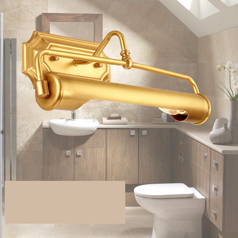 14" Long Metallic Bar Vanity Light Mid Century Modern Wall Mount Light in Brass