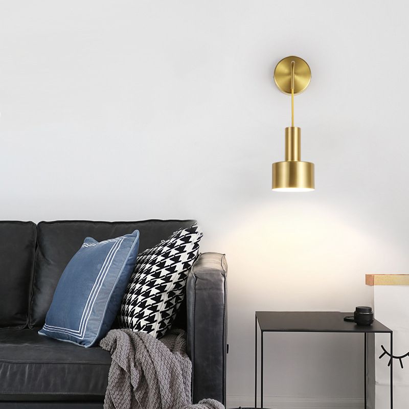 Modern Style Cylinder Wall Hanging Lamps 1-Light Metallic Wall Light Lamp Sconce
