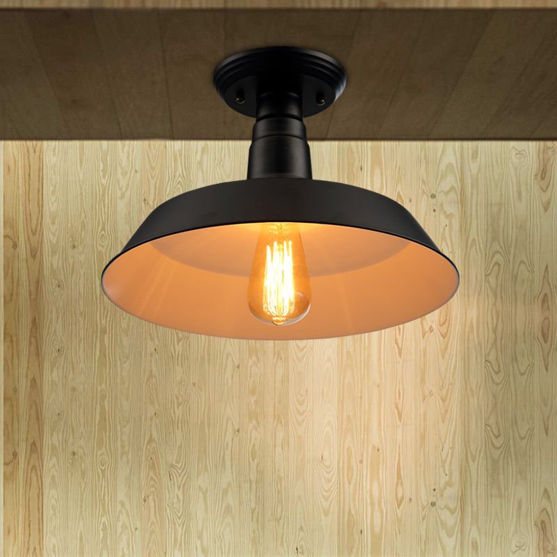 Black/Red 1 Head semifulco Light Style Industrial Style Metallic Gran Shade Soffitto per corridoio, 10 "/14" W