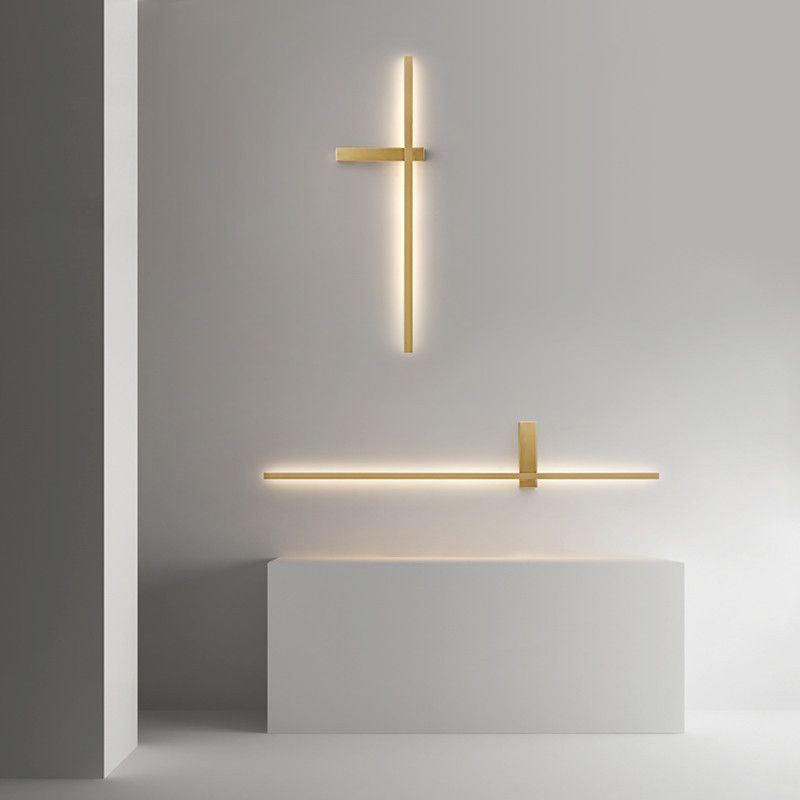 Brass Straight Wall Light Nordic Style 1 Light LED Wall Sconce for Living Room
