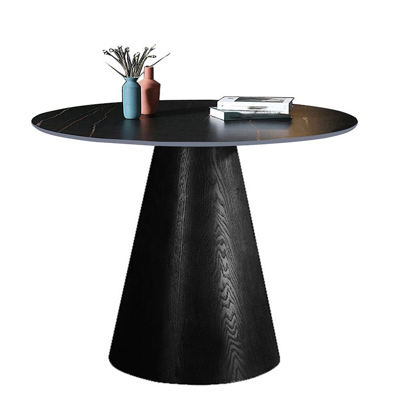 Contemporary Wood Side Table Pedestal Round Living Room Table