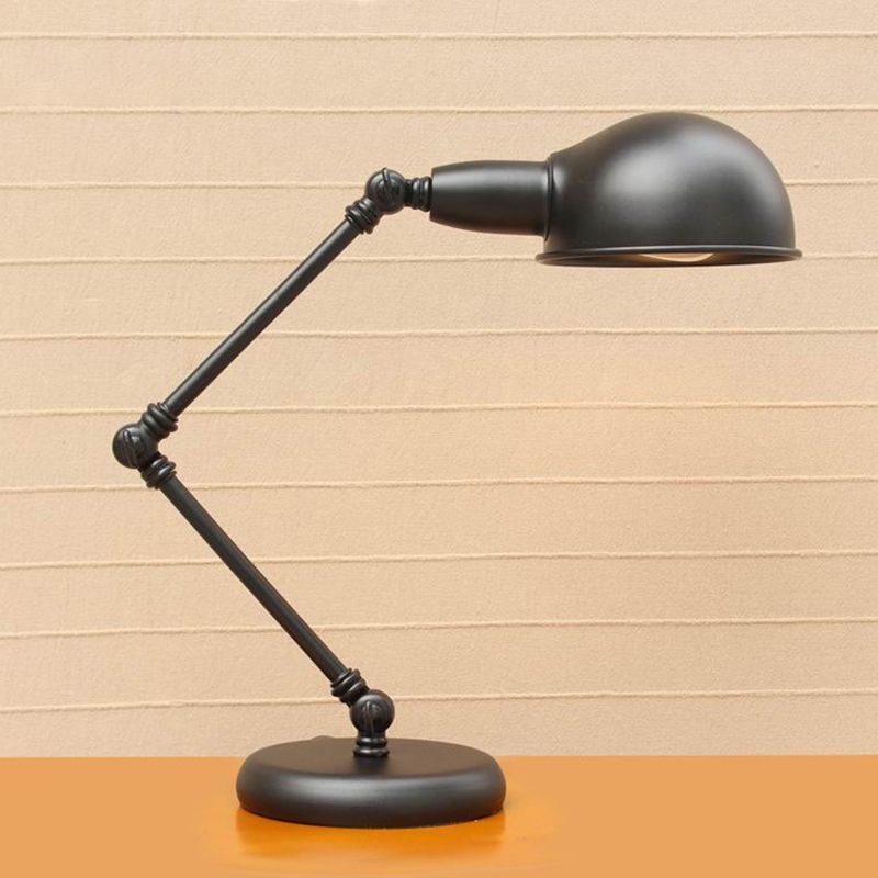 Dome Restaurant Table Lighting Iron Vintage Iron a 1 testa da 4,5 "/6" Lampada da scrivania nera larga con braccio altalena