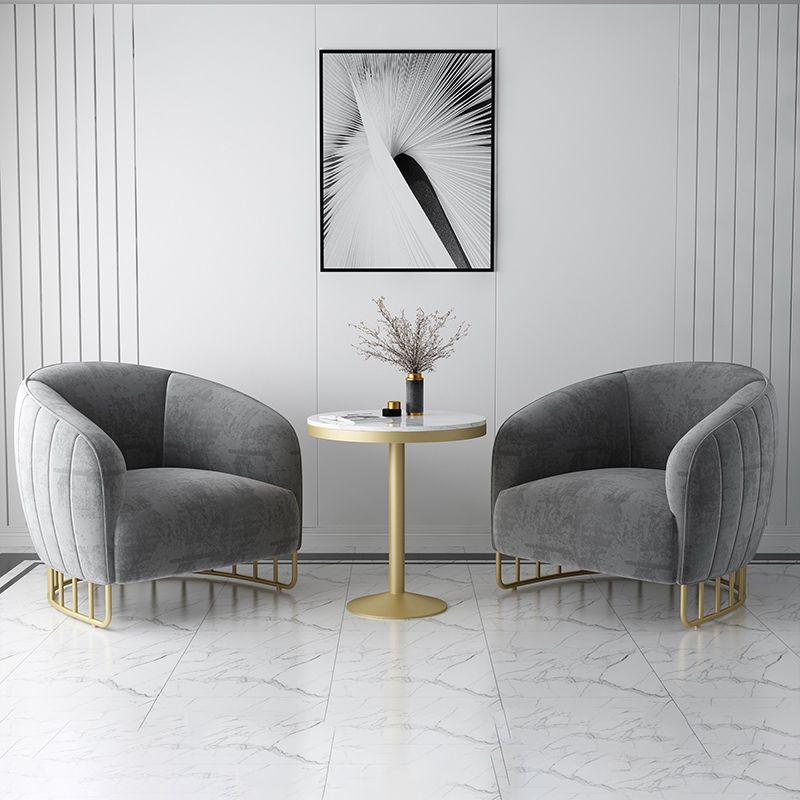 Velvet Barrel Accent Chair 29.52" Wide Arms  Included Chair with Golden Iron Legs
