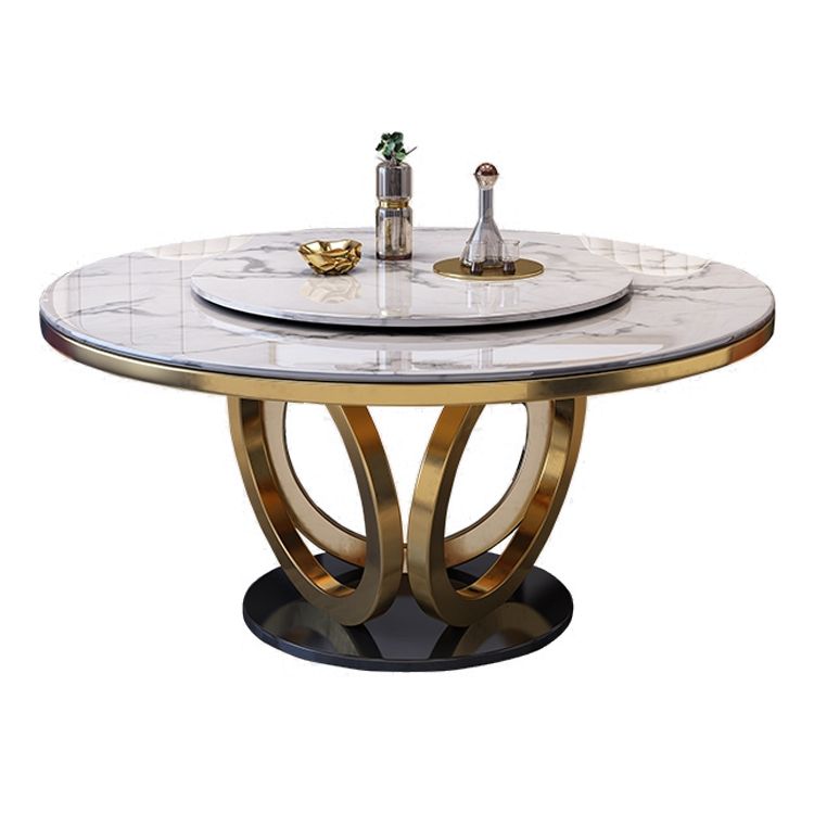 Metal Modern Round Indoor Table Sintered Stone Table for Kitchen and Dining Room