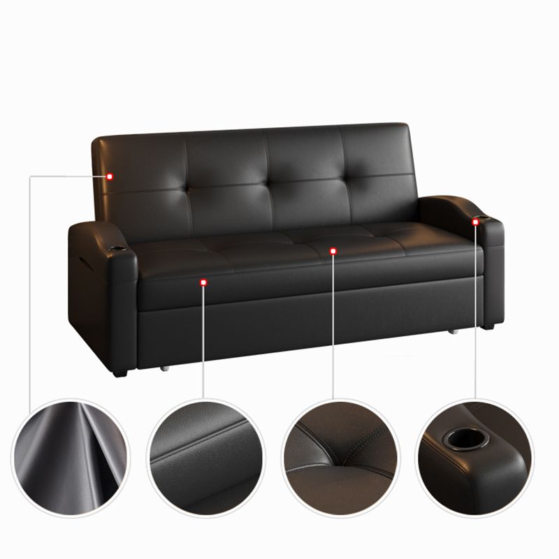 Scandinavian Convertible Sofas Black Tufted Back Sleeper Sofa