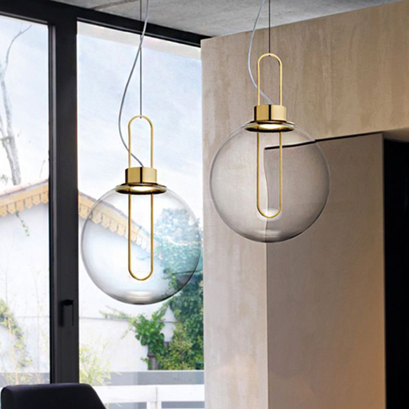 Sphere colgante modernista vidrio transparente 1 oro claro/cromo/oro rosa luz de techo colgante en luz blanca