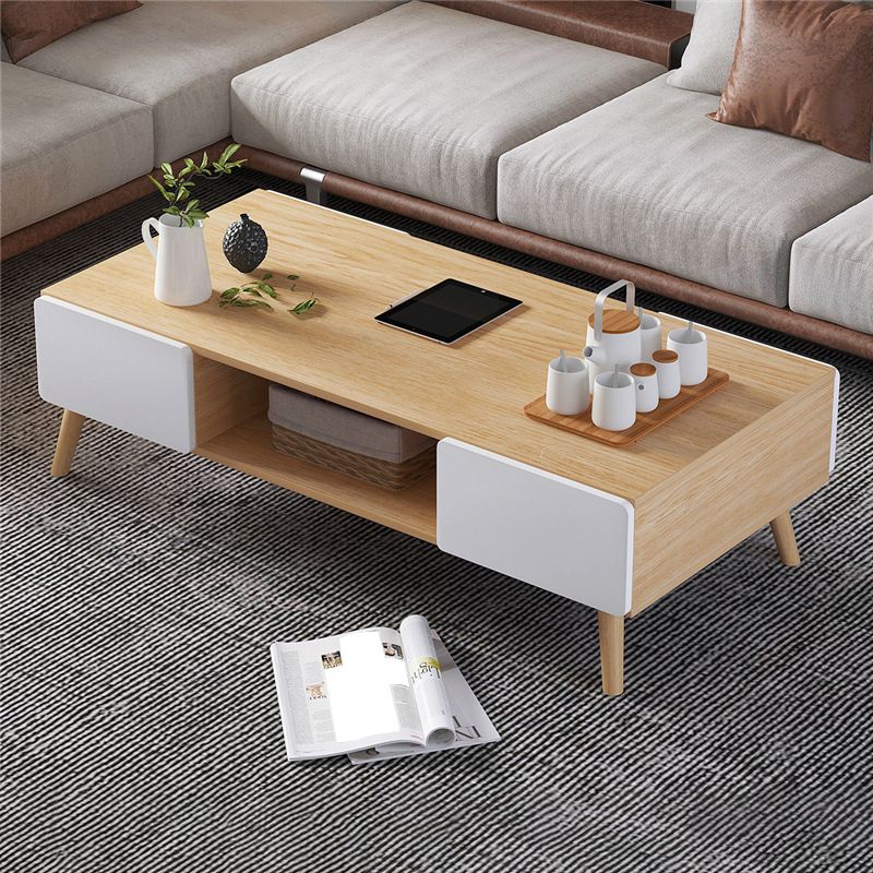 Scandinavian Rectangle Coffee Table with 4 Drawers and 1 Shelf