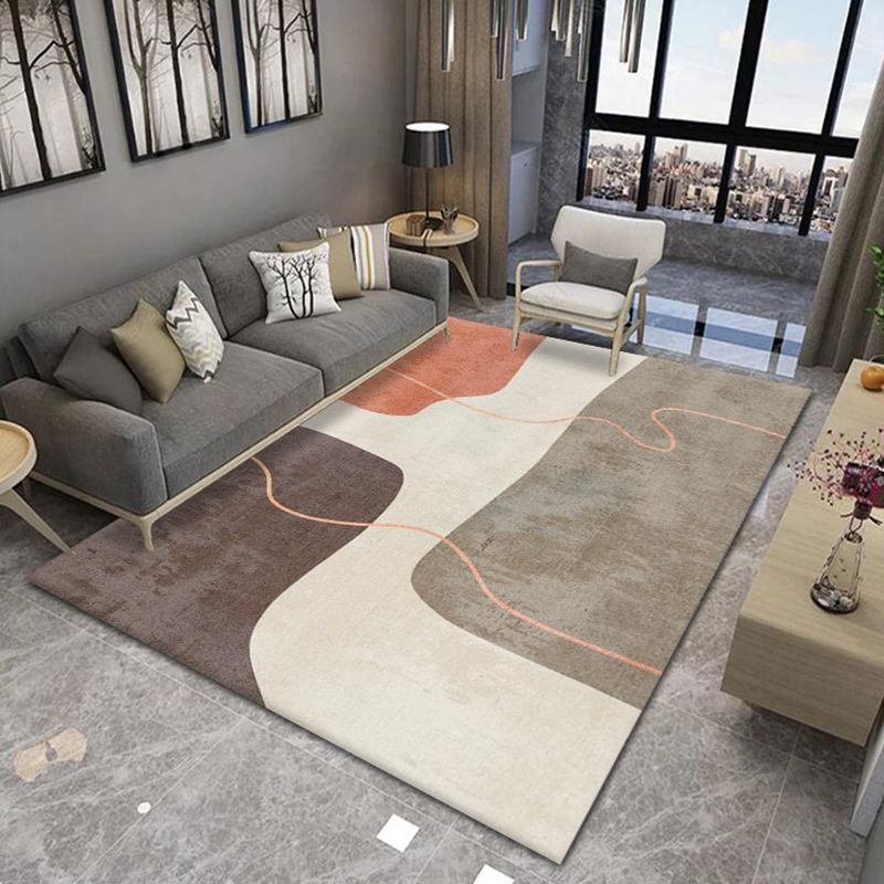 White Tone Home Decoration Carpet Simple Color Block Printed Area Rug Polyester with Non-Slip Backing Rug