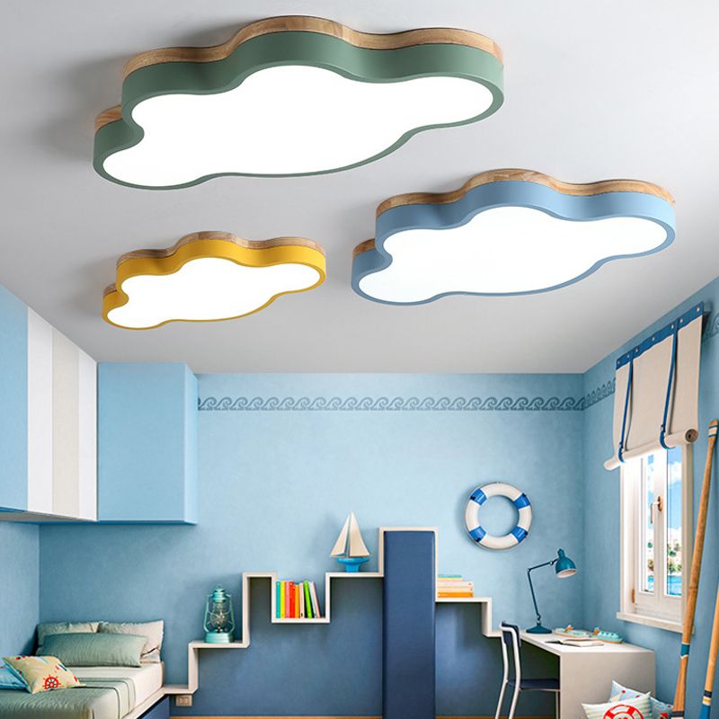 Nordic Simple Flush Ceiling Light Colorful Cloud LED Flush Mount Lighting for Bedroom