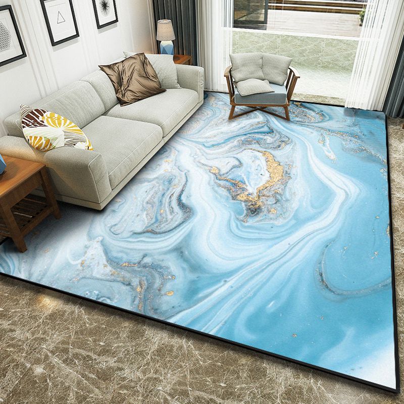 Art Deco Nordic Rug Multi Color 3D Marble Print Carpet Anti-Slip Stain Resistant Pet Friendly Rug for Great Room