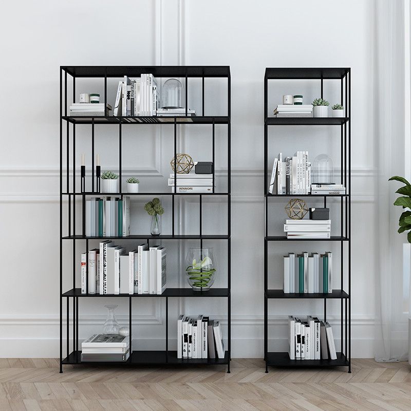 Industrial Style Metal Bookshelf 5-shelf Open Shelf Bookcase for Home