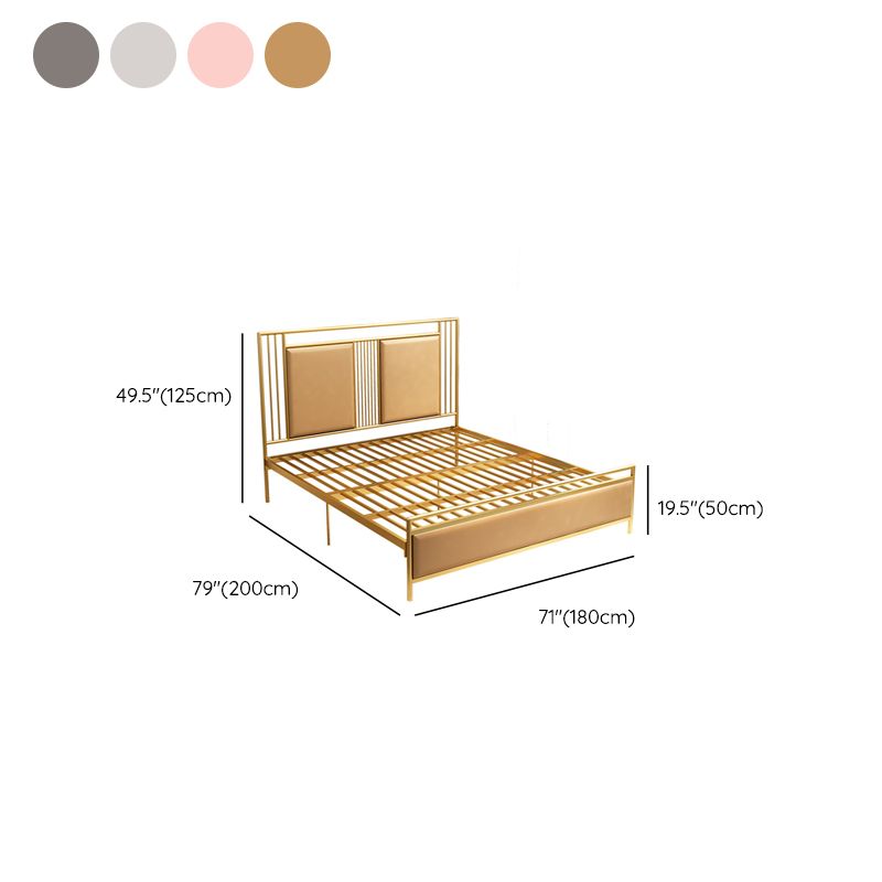 Glam Bed with Rectangle Open-Frame Headboard and Footboard in Iron