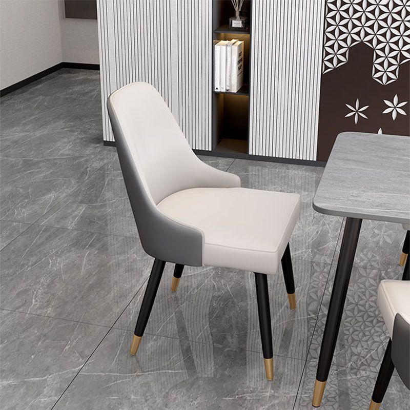Sillas de comedor sin brazos tapizadas de diseño escandinavo con respaldo sólido que cena la silla lateral