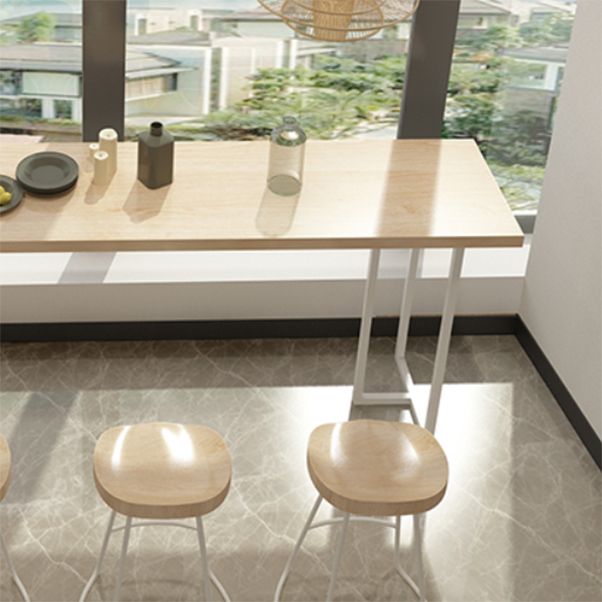 Solid Wood Bar Table Set Modern Rectangle 1/2/5/6 Pieces Bar table with Backless Stools