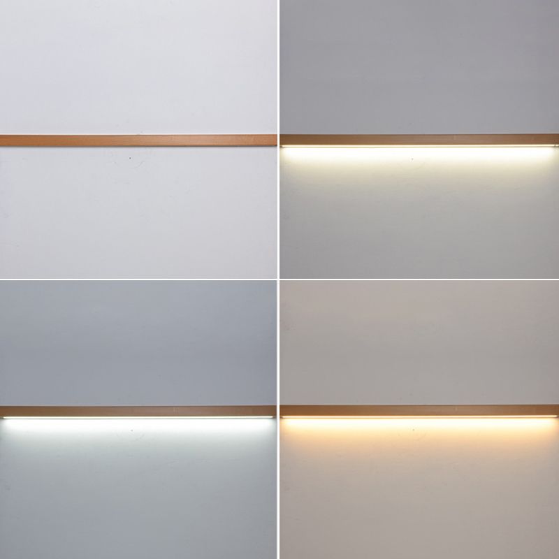 Linear Shape Wood Wall Light Modern Style 1-Light Wall Mount Lighting in Brown