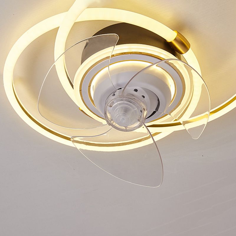 Simple LED Ceiling Fan Light Modern Ceiling Mount Lamp with Acrylic Shade for Living Room