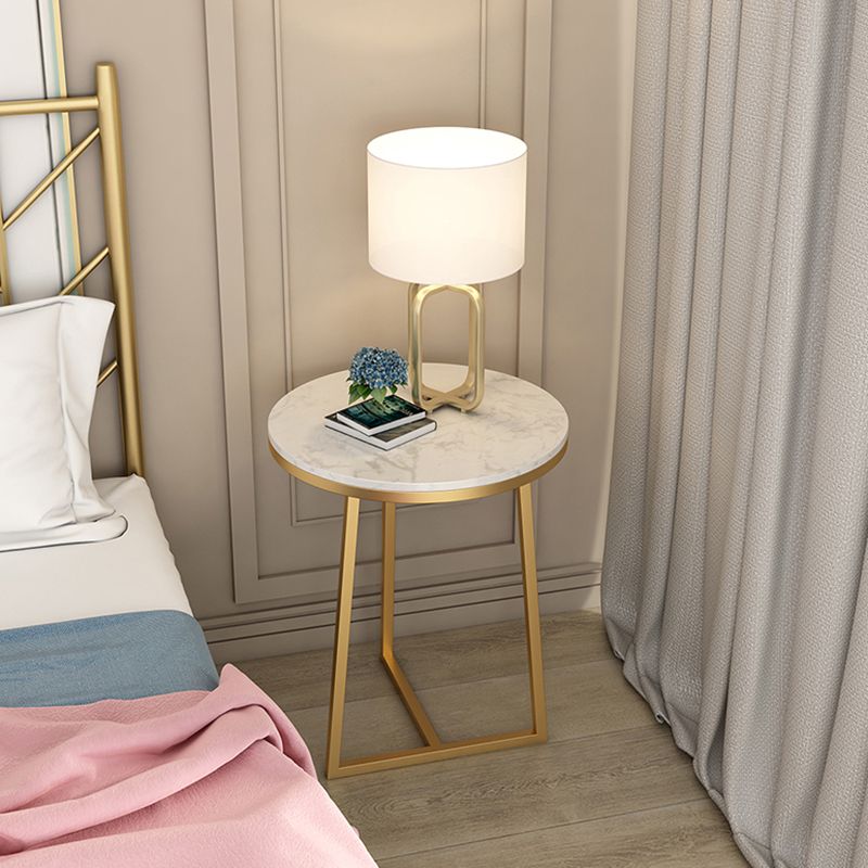 Round Marble Top End Table Metal Frame Sofa Side End Table for Living Room