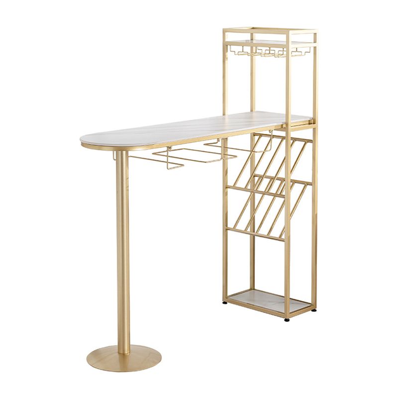 Modern 1/3 Pieces Bar Table Set Stone Counter Table with High Stools for Kitchen