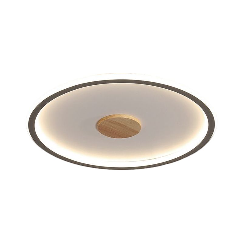 16.5"/20.5" Width Circular LED Flushmount Lighting Simple Metallic Living Room Ceiling Mounted Fixture in Black/Grey, Warm/White Light
