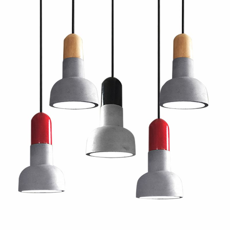 5 Zoll breites Mini-Zement hängend hängender fackelförmiger nordischer Beton 1-Licht-Anhänger für Schlafzimmerkorridor