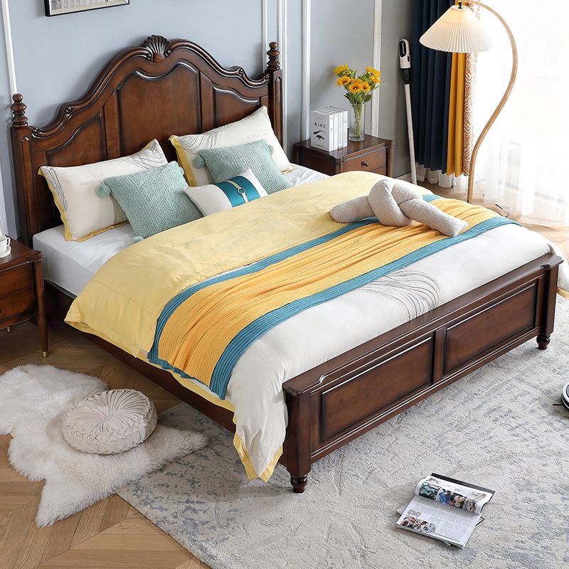 Queen Size Traditional Wood Bed 71.7" W Bed Frame with Mattress
