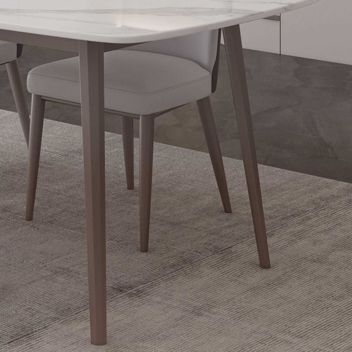 Designer Dining Set 1/2/4/5/7 Pieces Stone and Metal Dinette Set in White