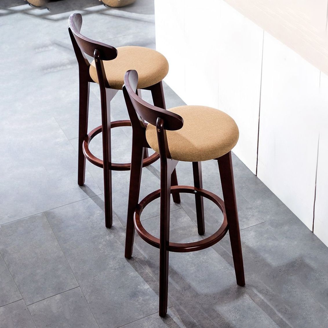 Low Back Dining Stools Industrial Armless Bar Stools with Wood Base