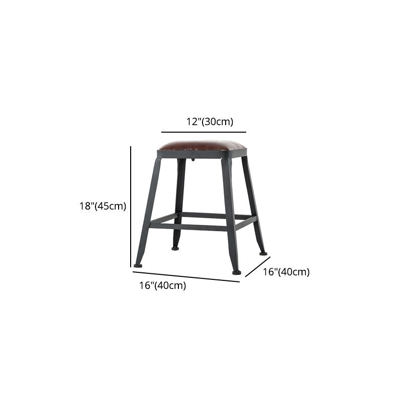 Industrial Leather Bar and Counter Stool Square Stool with 4 Legs
