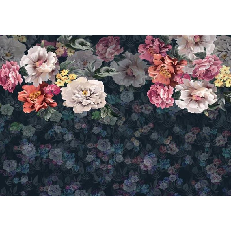 Stain-Proof Blooming Peony Mural Non-Woven Modern Style Wall Covering for Bedroom