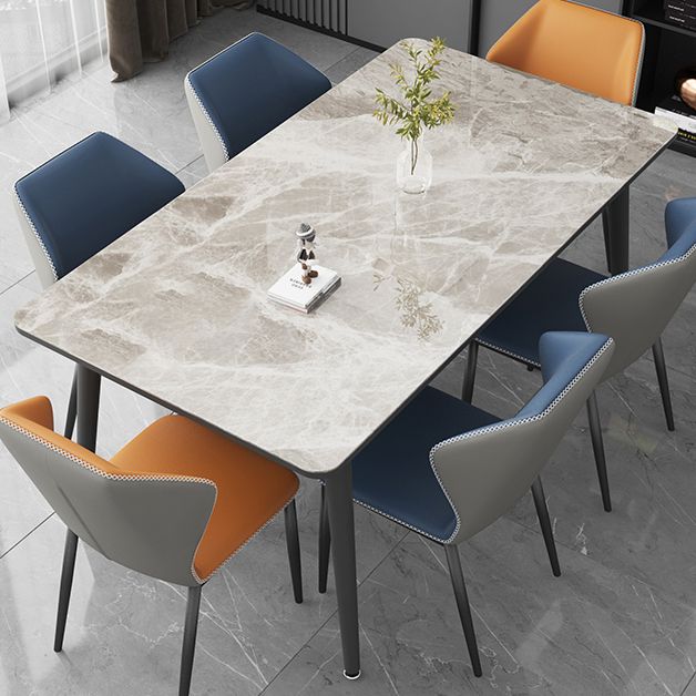 Sintered Stone Two-Color Dining Table Simplicity 4 Legs Table for Dining Room