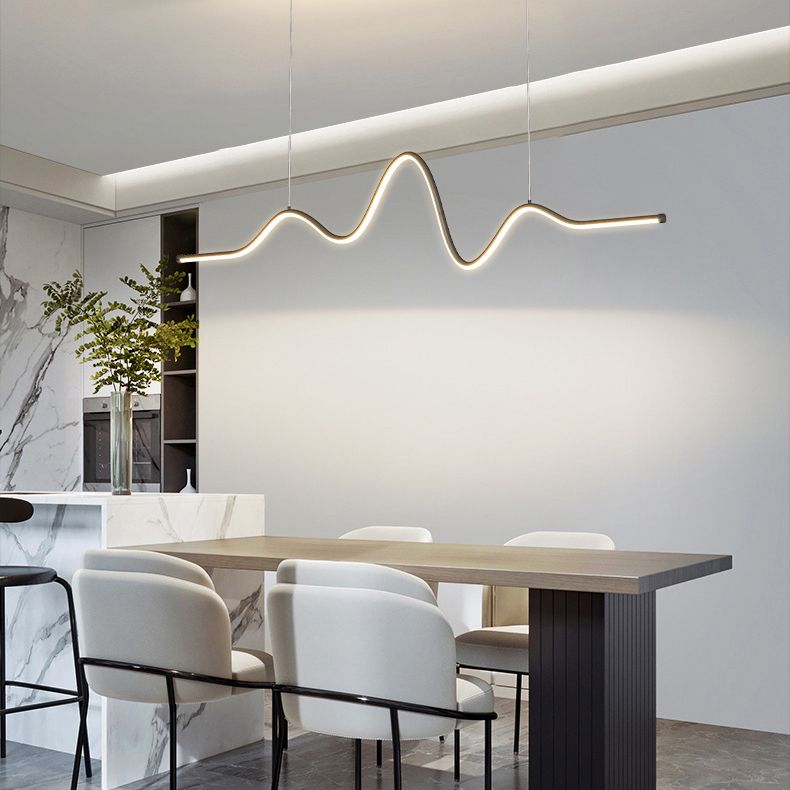 Linear Pendant Chandelier Contemporary Metal 1 Light Island Lamp