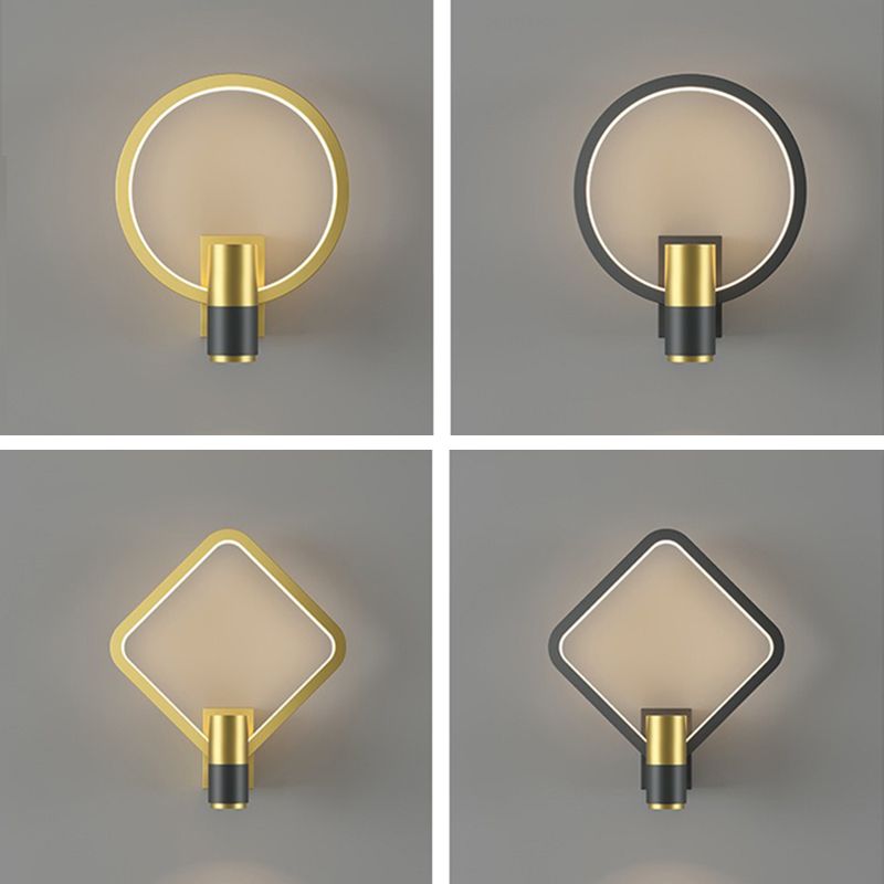 Light Luxury Metal Wall Light Geometry LED Wall Lamp with Silica Gel Shade for Bedroom