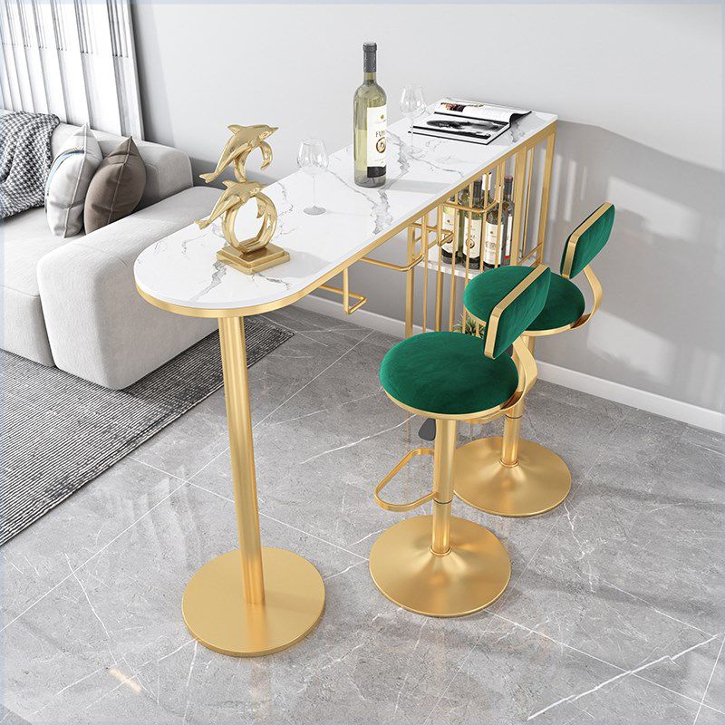 Glam Liftable Backrest Counter Stool Iron Cafe Bar Stool with Velvet Cushion and Pedal
